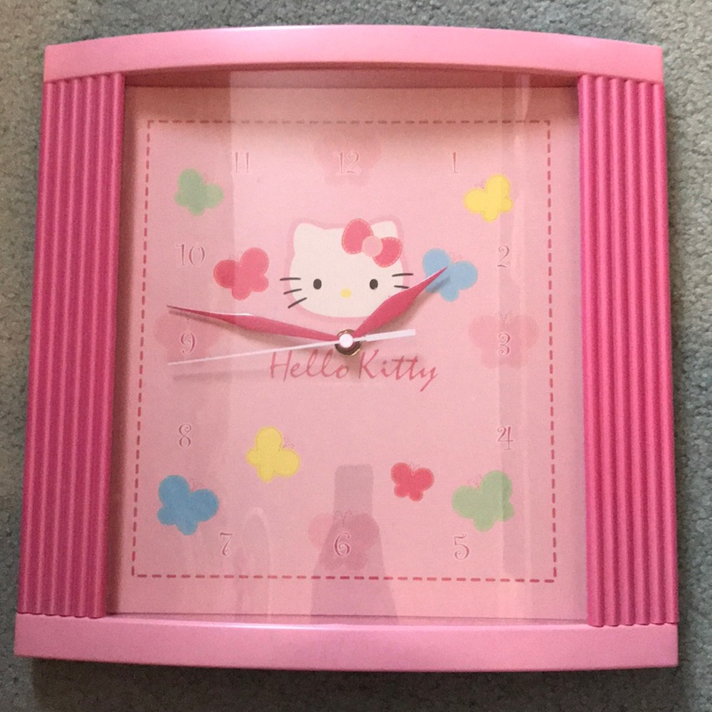 Hello Kitty Pink Butterflies Wall Clock